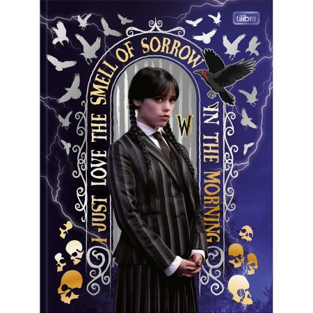 Foto ilustrativa Caderno Brochura Capa Dura Universitário Wandinha 80 Folhas