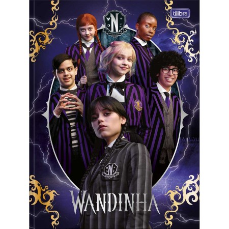 Foto ilustrativa Caderno Brochura Capa Dura Universitário Wandinha 80 Folhas