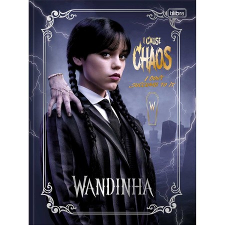 Foto ilustrativa Caderno Brochura Capa Dura Universitário Wandinha 80 Folhas