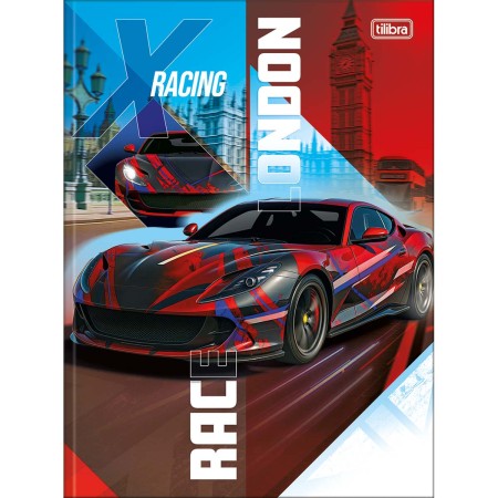 Foto ilustrativa Caderno Brochura Capa Dura Universitário X-Racing 48 Folhas