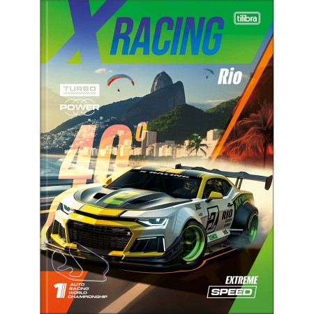 Foto ilustrativa Caderno Brochura Capa Dura Universitário X-Racing 48 Folhas