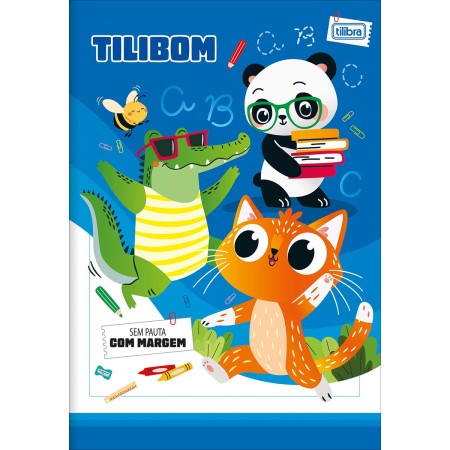 Foto ilustrativa Caderno Brochura Capa Flexível A4+ Tilibom Azul com Moldura 60 Folhas
