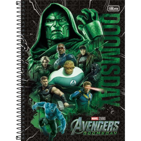 Foto ilustrativa Caderno Capa Dura Universitário 1 Matéria Avengers Doomsday 80 Folhas