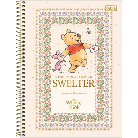 Foto ilustrativa Caderno Capa Dura Universitário 1 Matéria Pooh 80 Folhas