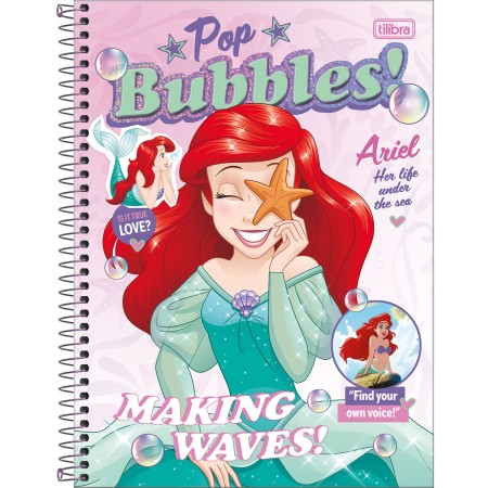 Foto ilustrativa Caderno Capa Dura Universitário 1 Matéria Princesas Fit 80 Folhas