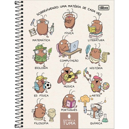 Foto ilustrativa Caderno Capa Dura Universitário 1 Matéria Rafaella Tuma 80 Folhas