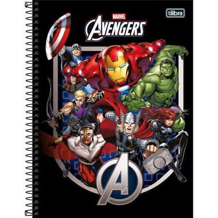 Foto ilustrativa Caderno Capa Dura Universitário 10 Matérias Avengers 160 Folhas