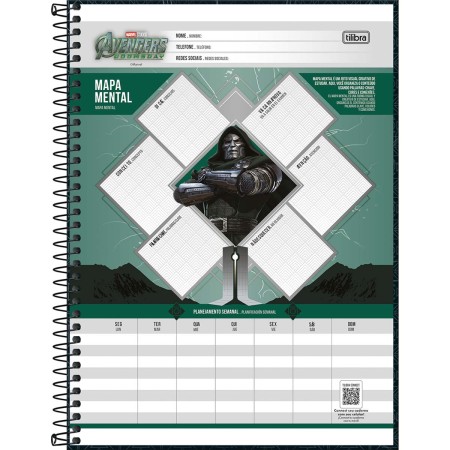 Foto ilustrativa Caderno Capa Dura Universitário 10 Matérias Avengers Doomsday 160 Folhas