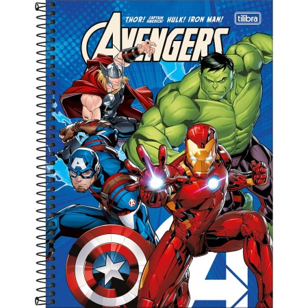 Foto ilustrativa Caderno Capa Dura Universitário 10 Matérias Avengers Fit 160 Folhas
