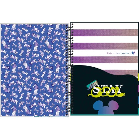 Caderno Capa Dura Universitário 10 Matérias Mickey Real Life 160
