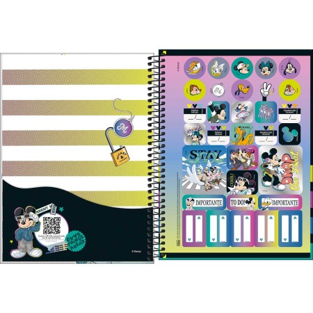 Caderno Capa Dura Universitário 10 Matérias Mickey Real Life 160