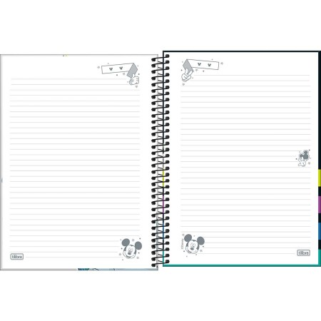 Foto ilustrativa Caderno Capa Dura Universitário 10 Matérias Mickey Real Life 160 Folhas