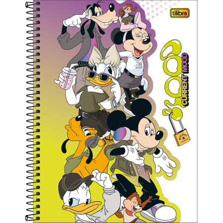 Foto ilustrativa Caderno Capa Dura Universitário 10 Matérias Mickey Real Life 160 Folhas