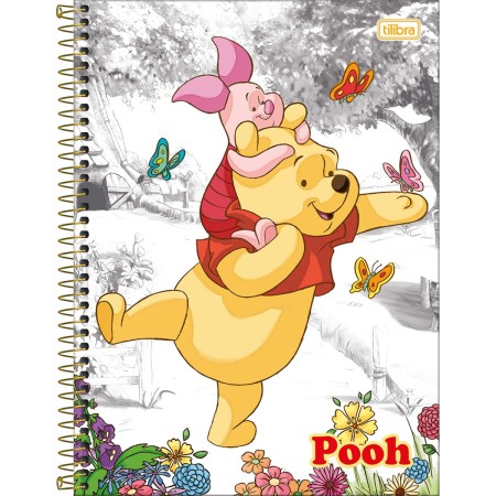 Foto ilustrativa Caderno Capa Dura Universitário 10 Matérias Pooh Core 160 Folhas