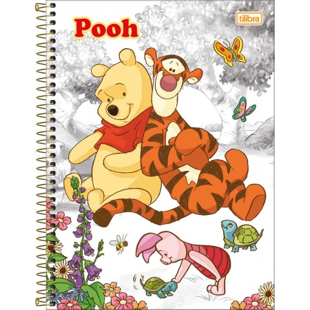 Foto ilustrativa Caderno Capa Dura Universitário 10 Matérias Pooh Core 160 Folhas