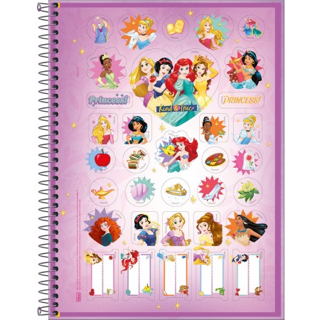 Foto ilustrativa Caderno Capa Dura Universitário 10 Matérias  Princesas Fit 160 Folhas