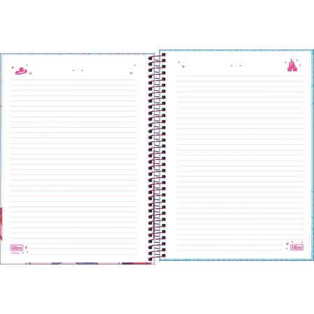 Foto ilustrativa Caderno Capa Dura Universitário 10 Matérias Princesas Mangá 160 Folhas