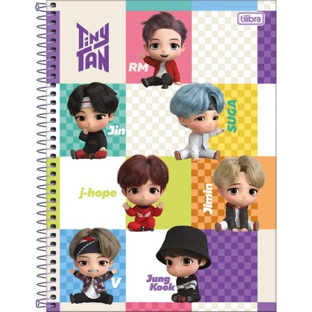Foto ilustrativa Caderno Capa Dura Universitário 15 Matérias TinyTAN 240 Folhas