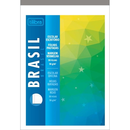 Foto ilustrativa Caderno Colado ao Alto Brasil c/ Margem 50 Folhas