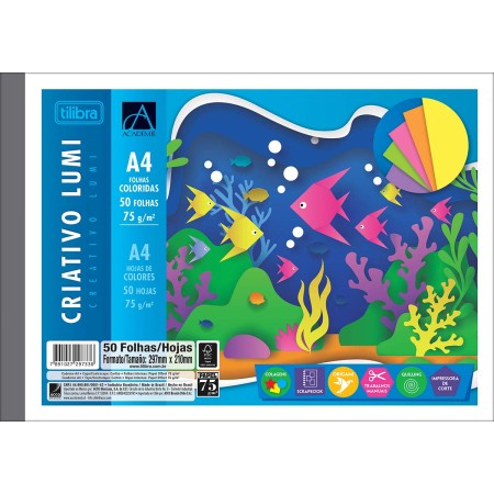 Foto ilustrativa Caderno Colado Criativo A4 Lumi Académie 50 Folhas