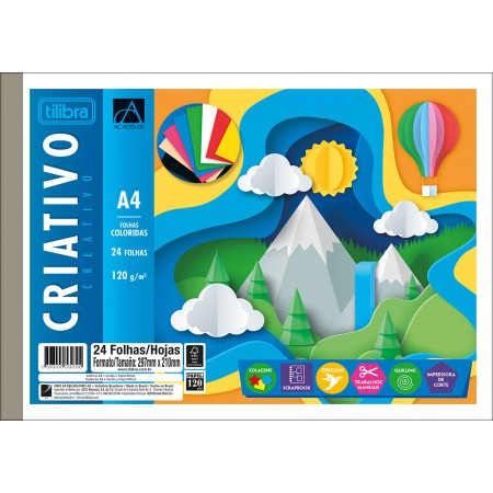 Foto ilustrativa Caderno Colado Criativo Académie A4 120g/m² 24 Folhas