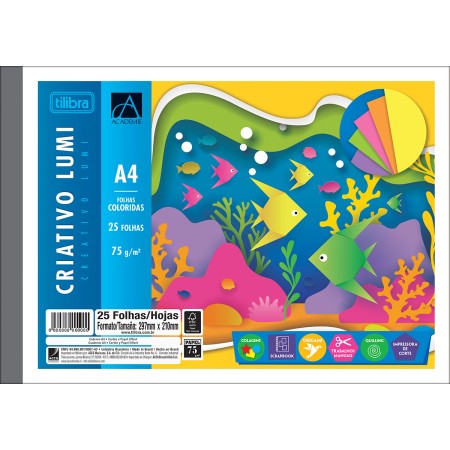 Foto ilustrativa Caderno Colado Criativo Lumi Académie A4 75g/m² 25 Folhas