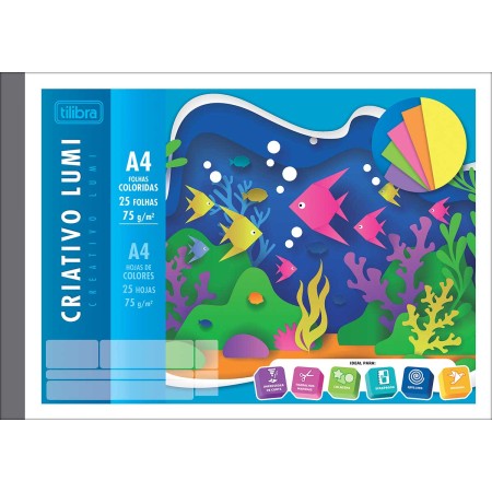 Foto ilustrativa Caderno Colado Criativo Lumi Académie A4 75g/m² 25 Folhas