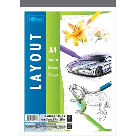 Foto ilustrativa Caderno Colado Layout A4 Branco Tilibra 50 Folhas