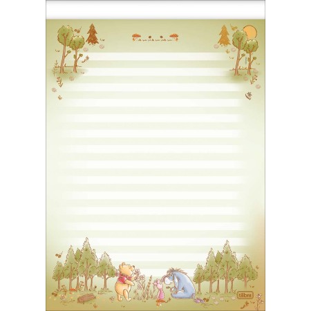 Foto ilustrativa Caderno Colado Papel Carta Pooh 50 Folhas