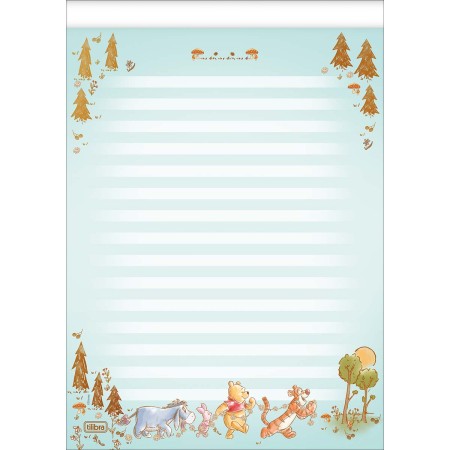 Foto ilustrativa Caderno Colado Papel Carta Pooh 50 Folhas
