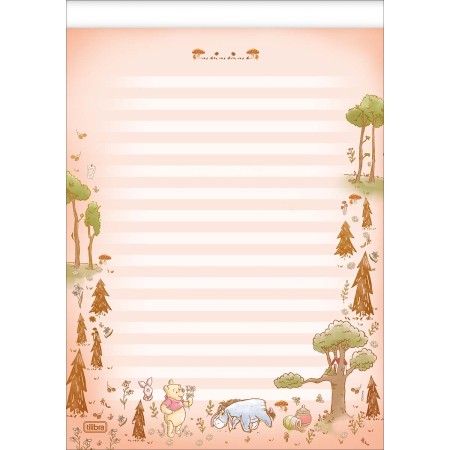 Foto ilustrativa Caderno Colado Papel Carta Pooh 50 Folhas