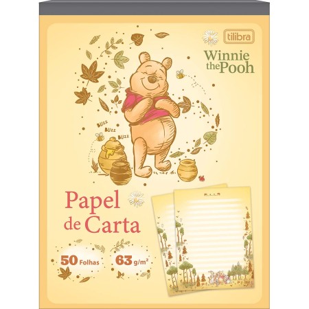 Foto ilustrativa Caderno Colado Papel Carta Pooh 50 Folhas