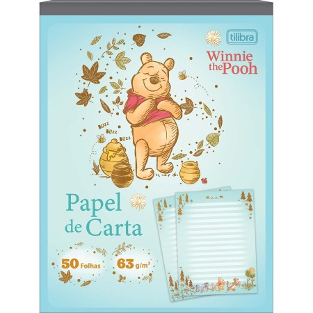 Foto ilustrativa Caderno Colado Papel Carta Pooh 50 Folhas