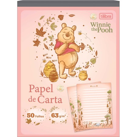 Foto ilustrativa Caderno Colado Papel Carta Pooh 50 Folhas