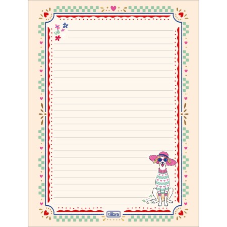 Foto ilustrativa Caderno Colado Papel de Carta Doggy 48 Folhas