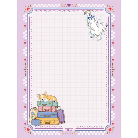 Foto ilustrativa Caderno Colado Papel de Carta Doggy 48 Folhas