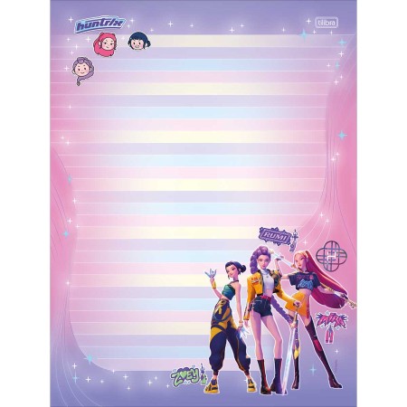 Foto ilustrativa Caderno Colado Papel de Carta Guerreiras do KPOP 50 Folhas