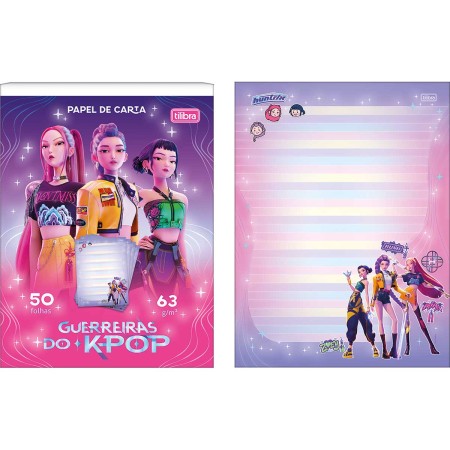 Foto ilustrativa Caderno Colado Papel de Carta Guerreiras do KPOP 50 Folhas