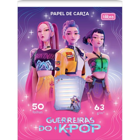 Caderno Colado Papel de Carta Guerreiras do KPOP 50 Folhas