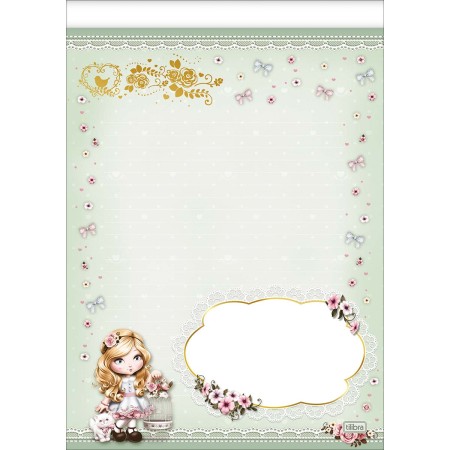 Foto ilustrativa Caderno Colado Papel de Carta Jolie 50 Folhas