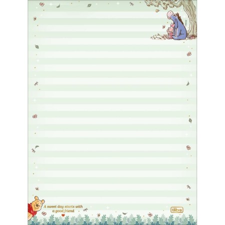 Foto ilustrativa Caderno Colado Papel de Carta Pooh 48 Folhas