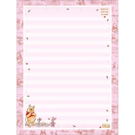 Foto ilustrativa Caderno Colado Papel de Carta Pooh 48 Folhas
