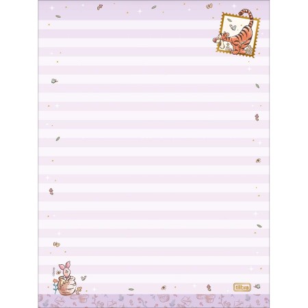 Foto ilustrativa Caderno Colado Papel de Carta Pooh 48 Folhas