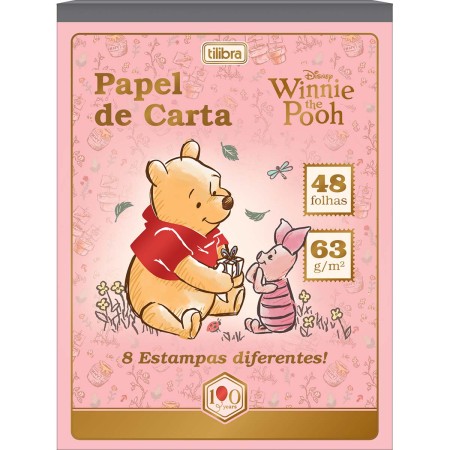 Foto ilustrativa Caderno Colado Papel de Carta Pooh 48 Folhas