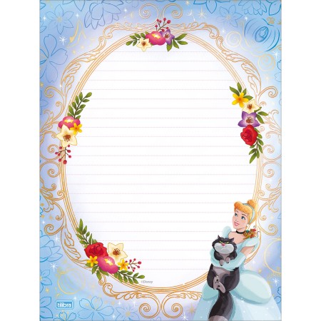 Foto ilustrativa Caderno Colado Papel de Carta Princesas 48F