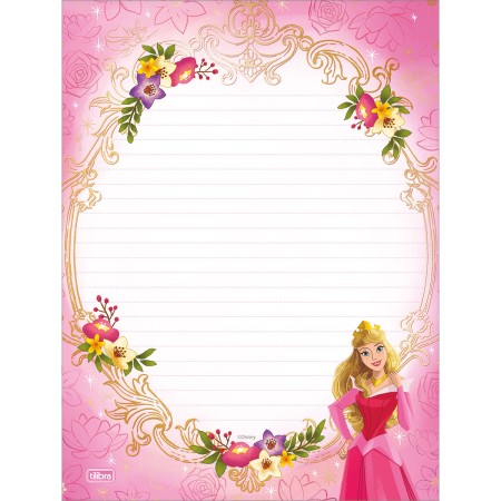 Foto ilustrativa Caderno Colado Papel de Carta Princesas 48F