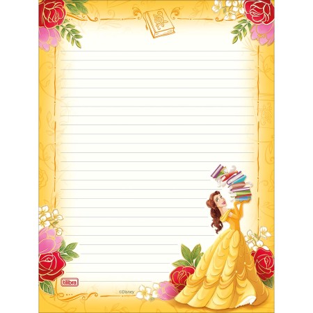 Foto ilustrativa Caderno Colado Papel de Carta Princesas 50F