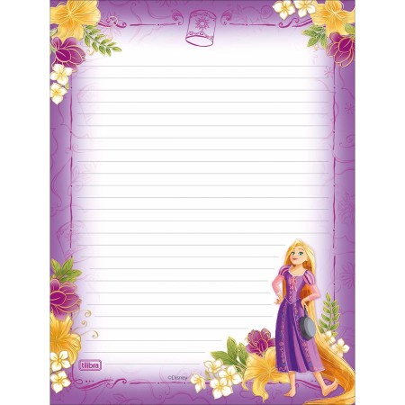 Foto ilustrativa Caderno Colado Papel de Carta Princesas 50F