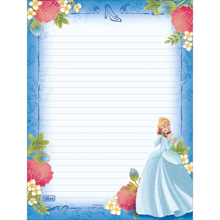 Foto ilustrativa Caderno Colado Papel de Carta Princesas 50F