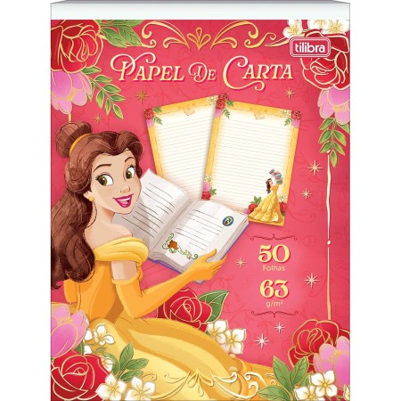 Foto ilustrativa Caderno Colado Papel de Carta Princesas 50F